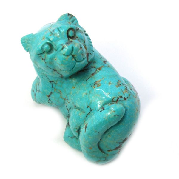 ≪特価品/即納≫天然石 動物の彫刻石 ネコ猫cat/ターコイズ/トルコ石