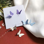 S925シルバーニードル 韓国ファッションスタッドピアス シンプルな 蝶のイヤリング