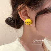 925銀針 新作 韓国のファッションイヤリング 黄色のスマイリーピアス レディース イヤリング