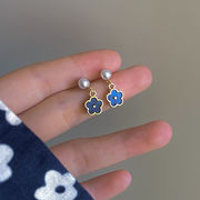 925銀針 パール イヤリング 青い花のイヤリング ファッションレディースアクセサリー