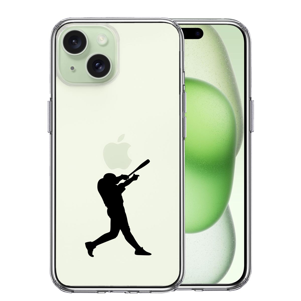 iPhone15 側面ソフト 背面ハード ハイブリッド クリア ケース 野球 バッター