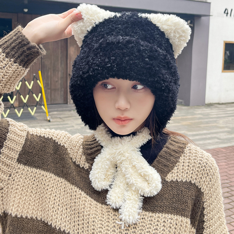 レディース帽子　猫耳帽子　リボン　韓国ファッション　秋冬　かわいい　全6色