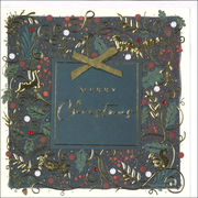 グリーティングカード クリスマス「黄金のリース」デコパージュ メッセージカード