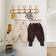 韓国子供服子供用ズボン冬新作純色二層厚手挟み綿ズボン