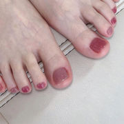 する桃の夏の足の爪偽のネイルマニキュアパッチ足の爪のパッチ取り外し可能なネイルピース
