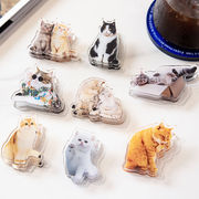 7色  アクリルクリップ かわいい  猫の形 クリップ  動物  手帳クリップ  文房具フォルダー 可愛い 猫 雑貨