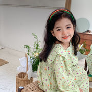 韓国の子供たちの小さな新鮮なドレス2022年春と秋新しい外国風のベビーフローラルスカートAラインスカート