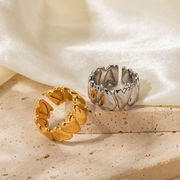 2色 18Kゴールド ステンレスのリング ハート型のリング  ステンレスアクセサリー フリーサイズ 指輪