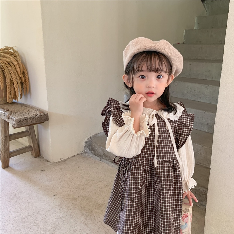 【2022夏服】韓国風子供服 ベビー服 女の子 春秋 可愛い 長袖　２点セット ワンピース　