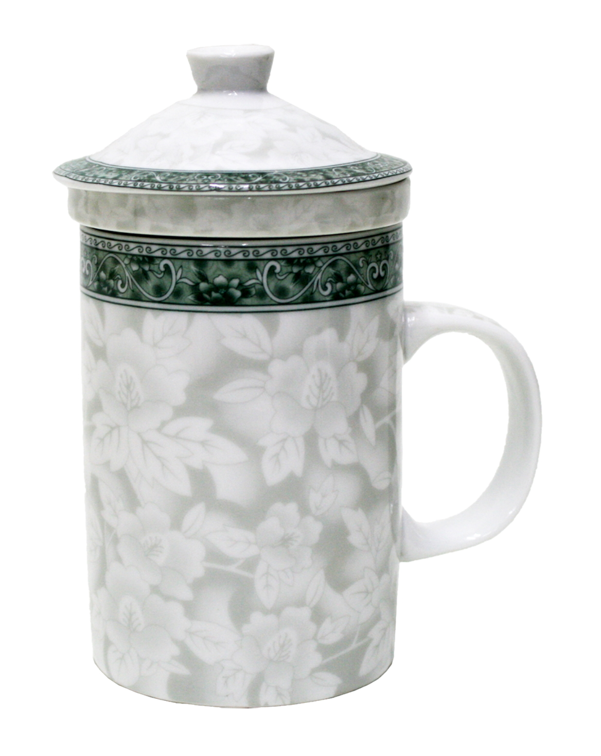 陶器 食器 茶こし付き マグカップ 白牡丹