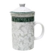 陶器 食器 茶こし付き マグカップ 白牡丹