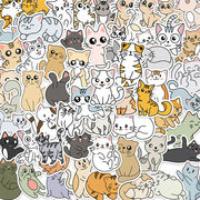 60枚 猫ステッカー 猫シリーズ フレークシール コラージュ 手帳用  防水 デコレーション  ステッカー