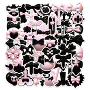 50枚 ピンクブラック 3D 蝶&#32467;び ステッカー 手帳素材  防水 装飾ステッカー