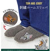 【お家でかわいく暖か☆TOM&JERRY】婦人　トム＆ジェリー　ボア刺繍ルームスリッパ