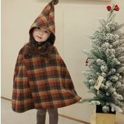 クリスマス  新作　韓国風子供服  ベビー服   厚手 トップス   コート チェック柄  マント