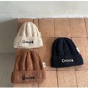 2023秋冬新品 キッズ帽子 ニット　刺繍