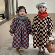 冬新作　韓国風子供服   厚手  ワンピース  女の子  ファッション  長袖  裹起毛  2色
