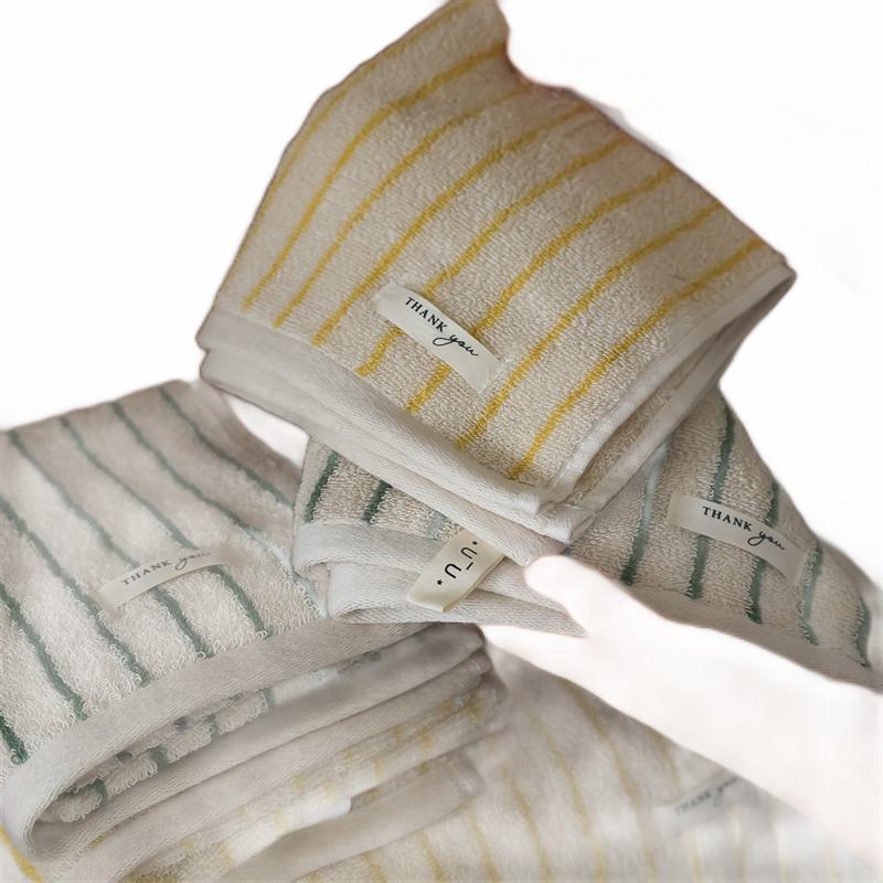 レトロピンストライプ刺繍ジャガードタオル肌に優しいコーマ綿先染めクラフトバスタオル子供用フェイスタオ