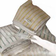 レトロピンストライプ刺繍ジャガードタオル肌に優しいコーマ綿先染めクラフトバスタオル子供用フェイスタオ
