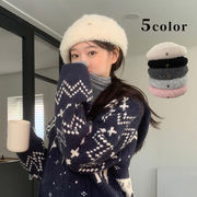 帽子　ベレー帽　ファー　レディース　韓国ファッション　デザイン　秋冬　5colors