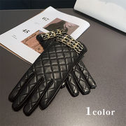 PU手袋　レディース　チェーン　キルティング　韓国ファッション　デザイン　秋冬