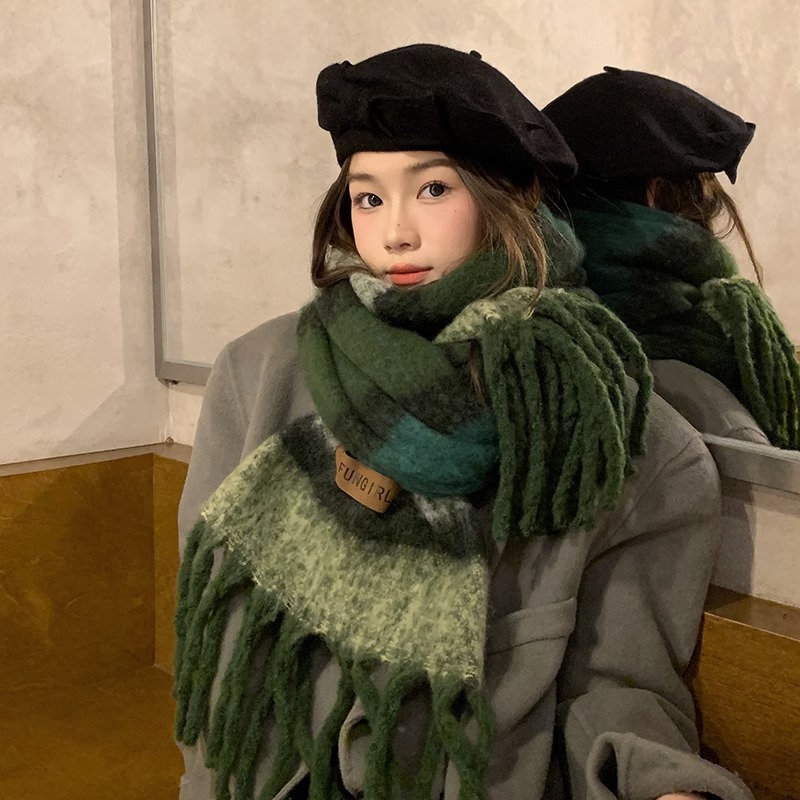 マフラー　ストール　グラデーション　韓国ファッション　デザイン　秋冬　4colors