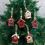 クリスマス飾り、家の形のペンダント、小さなオーナメント、クリスマスツリー飾り、キャビン