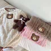 ★Girls★　もこもこ子供パジャマ　90~130cm　熊起毛パジャマ　韓国キッズファッション