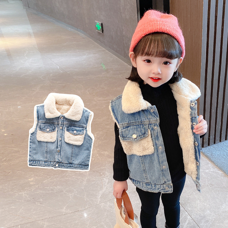 2023新作 韓国子供服 ファーベスト トップス  コート 長袖の上着 女の子 ジャケット 95-130CM