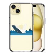 iPhone15 側面ソフト 背面ハード ハイブリッド クリア ケース 鮫 サメ りんご パックン