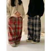 秋冬新品 韓国風子供服  ズボン 子供ゆったり カジュアル ウールチェック ストレートパンツ 2色