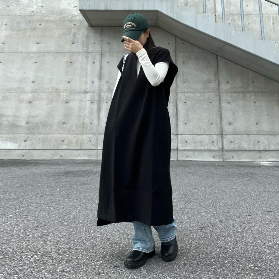 秋冬新作 ベストワンピース Vネック ワンピース レディース ロング  