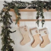 INS クリスマスソックス  木製  オーナメント  トナカイ  サンタ スノーマン  クリスマス  写真撮影用