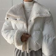 【2023冬新作】韓国風レディース服　冬　カジュアル　お出かけ　中綿ジャケット　両面着　アウター