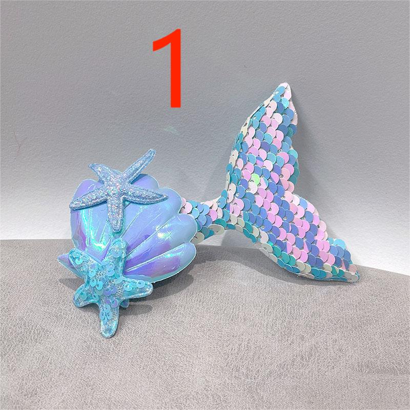 Y2K キッズ用 ガールズ ヘアクリップ ヘアピン ヒトデ 貝殻 人魚姫 マーメイド スパンコール 9色
