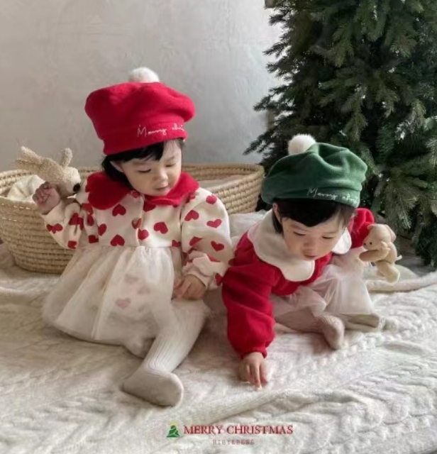 クリスマス 新作 韓国風子供服   ベビー服    ロンパース   スカート  女の子  2色