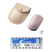 エレコム BlueLEDマウス薄型無線4ボタンポーチ付ピンク + アルカリ乾電池