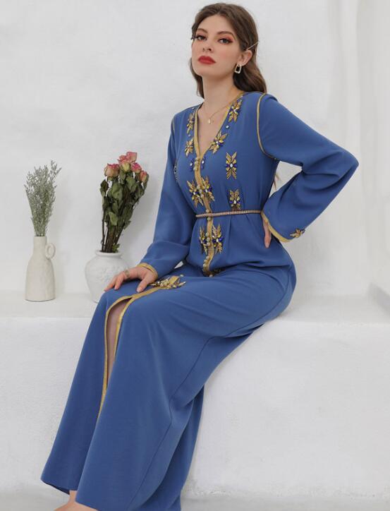 パーティドレス 手縫い プノンペンVネック ラインストーンローブ 中央アジア諸国 お祭りドレス