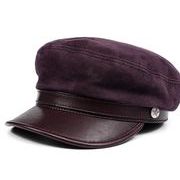 冬 革の帽子 短いつばの帽子 日よけ帽 モノクロの帽子 厚いフラットシルクハット レディース帽子