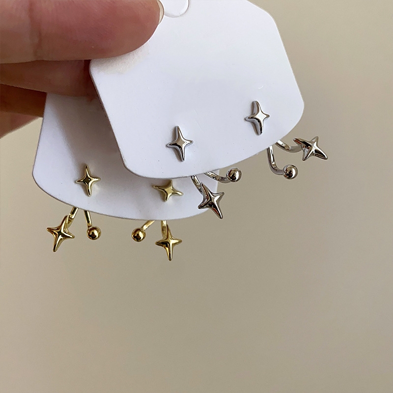3連スターピアス 星形 マットゴールド系カラー アクセサリー
