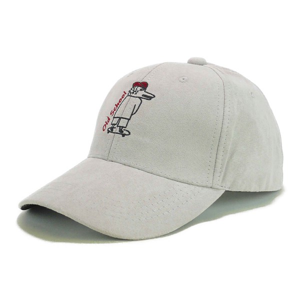 　アニマルイラスト刺繍エコスエードローキャップ　ヤング帽子