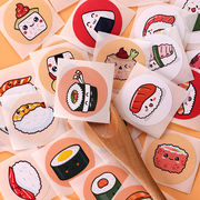 500枚入り 可愛い  寿司ステッカー 食べ物ステッカー  円形 2.5cm 包装用品   装飾シール 手帳素材