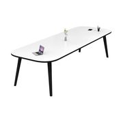会議テーブル　オフィスデスク　商談テーブル　ハ字構造　R仕上げ　焼付塗装　シンプル　ホワイト