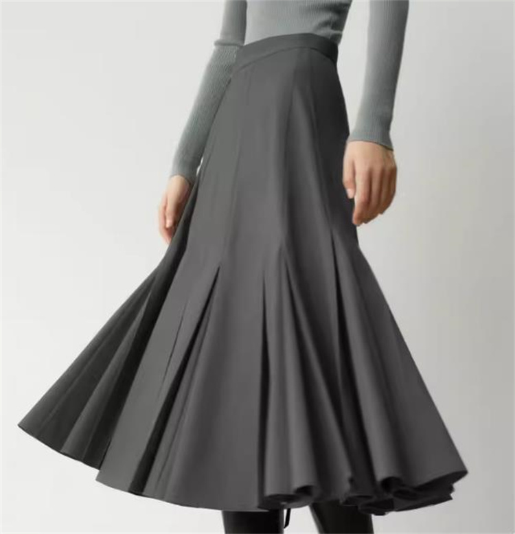 大人のキレイを求めて 2024春と秋 女性 スリム ロングスカート 傘のスカート ハーフスカート 洗練された