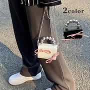 リボンショルダーバッグ　ミニバッグ　鞄　レディース　韓国ファッション　2colors