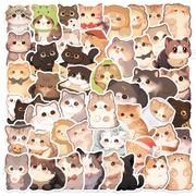 50枚/セット かわいい ねこ 猫のステッカー 猫カフェ 装飾品 防水ネコ ラベル 猫柄 手帳用シール 猫の雑貨