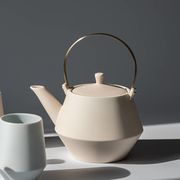晋山窯ヤマツ Frustum 土瓶 素焼釉 (真鍮ツル)[美濃焼]