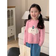 2024春新作 韓国風子供服 ベビー服 女の子  カジュアルトップス 長袖ニットセーター90-150cm