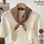 ★全3色★　コレアinsスカーフ　 68*68cm　小花　多用途ヘアスカーフ　OL　韓国スカーフ