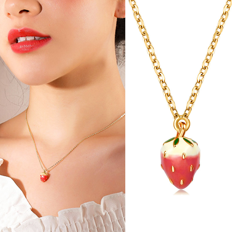 かわいい いちごのネックレス  いちご のアクセサリー いちごの雑貨 ファッション 女性のネックレス